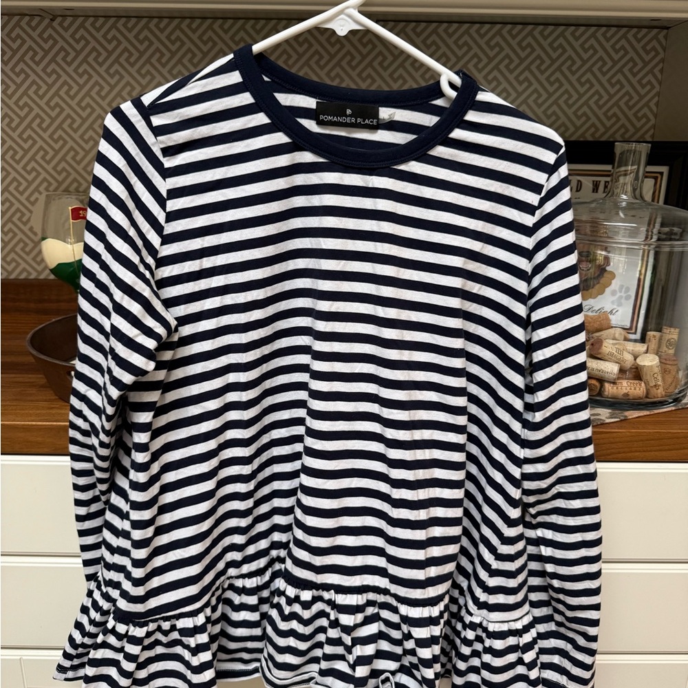Tuckernuck Pomander Place Navy Striped Long Sleeve Top